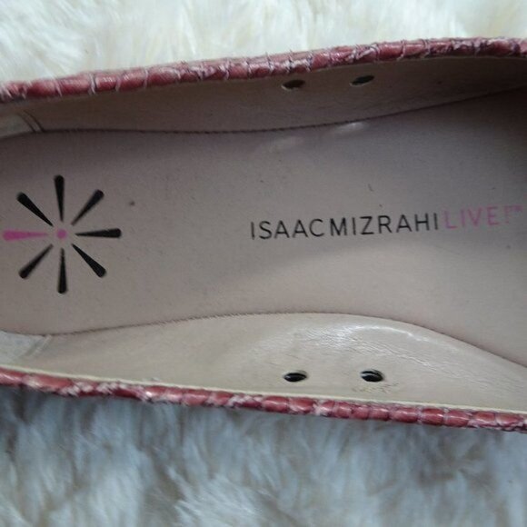 Isaac Mizrahi Live Pink Snake Skin Style Flats 7.5 - Picture 8 of 8